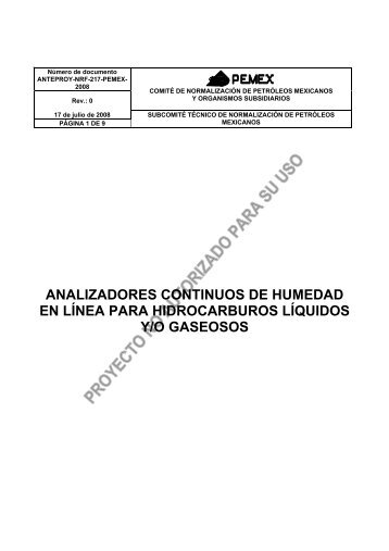 analizadores continuos de humedad en línea para ... - PEMEX.com