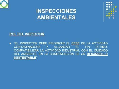 Inspecciones Ambientales / Efluentes Líquidos. Efluentes Gaseosos ...