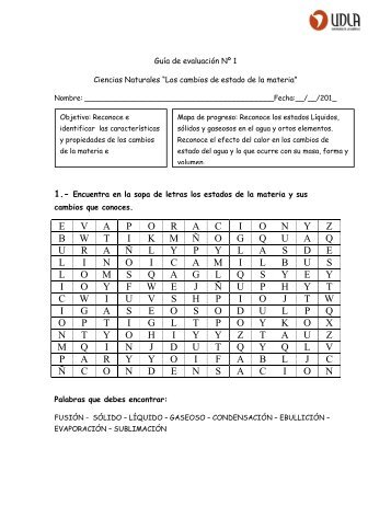 Guía de evaluación - Estados de la Materia