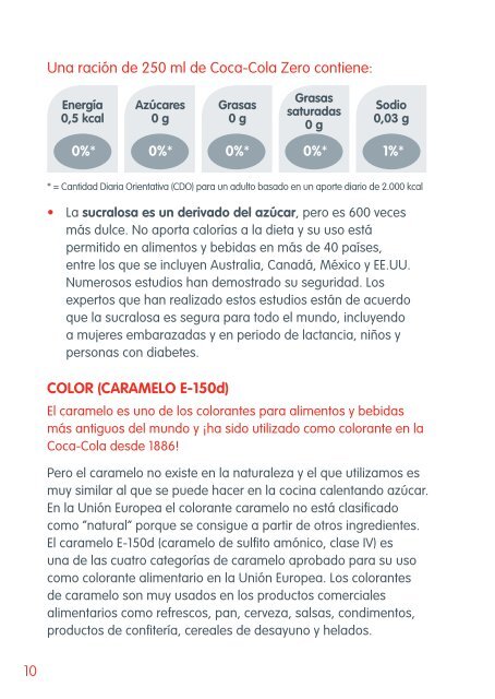 Documento informativo sobre nuestros ingredientes - Coca-Cola