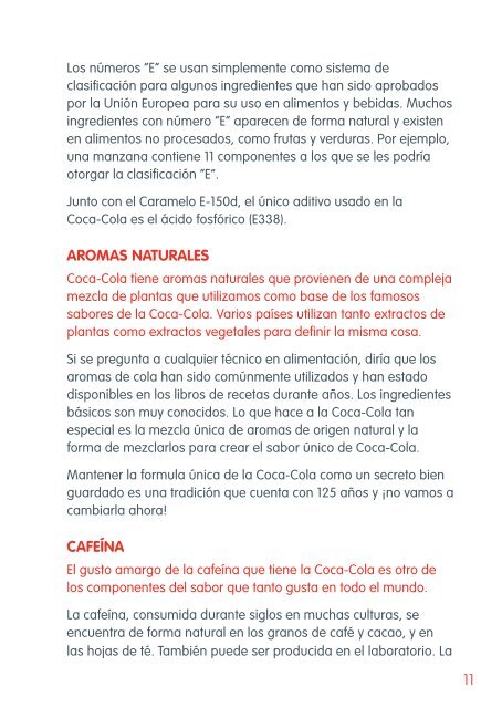 Documento informativo sobre nuestros ingredientes - Coca-Cola