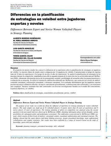 Diferencias en la planificación de estrategias en voleibol ... - apunts