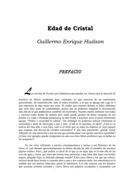 Edad de Cristal Guillermo Enrique Hudson Las - AMPA Severí Torres