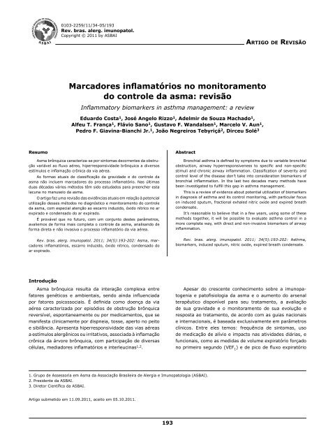 Marcadores inflamatórios no monitoramento do controle da asma