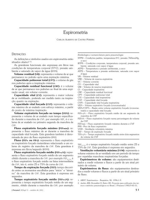 Espirometria - Sociedade Brasileira de Pneumologia e Tisiologia