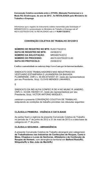 Convencao Coletiva 2012 STIVEL Revalidacao Janeiro ... - Moda Rio
