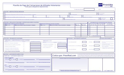 Planilla Administradora - AFP Provida