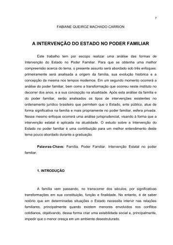 A INTERVENÇÃO DO ESTADO NO PODER FAMILIAR - pucrs