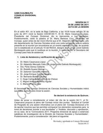 Sesión CDCSH.64.11 - UAM Unidad Cuajimalpa