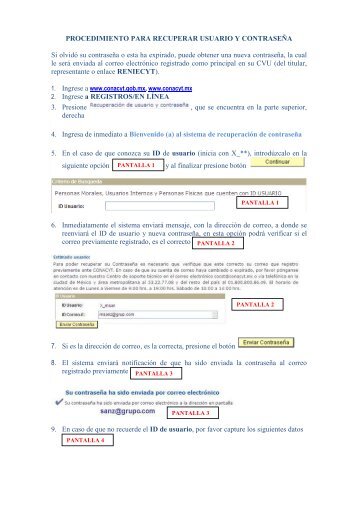 Cómo recuperar clave y contraseña? - Conacyt