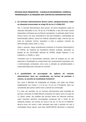 Cláusulas necessárias, vigência, prorrogação e alterações dos