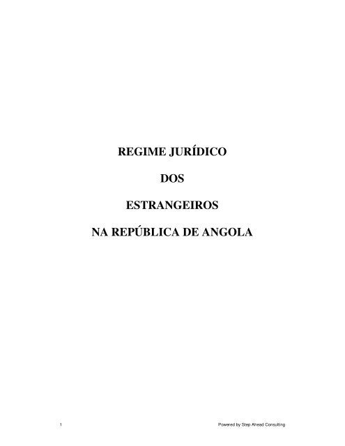 regime jurídico dos estrangeiros na república de angola