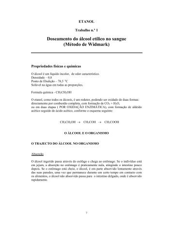 Doseamento do álcool etílico no sangue - Planeta Optimus Clix