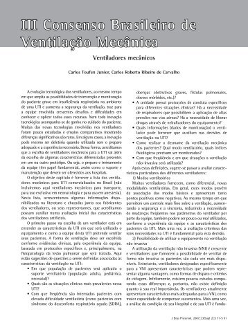 Ventilação Mecânica - Jornal Brasileiro de Pneumologia