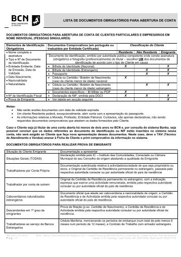 Lista de documentos obrigatorios.pdf - Banco Caboverdiano de ...