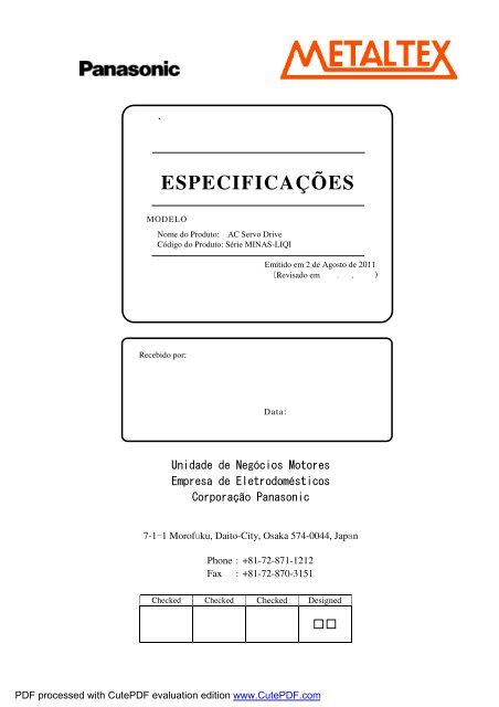 ESPECIFICAÇÕES - Metaltex