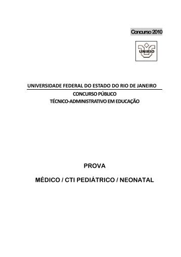 prova MEDICO PEDIATRA - Unirio