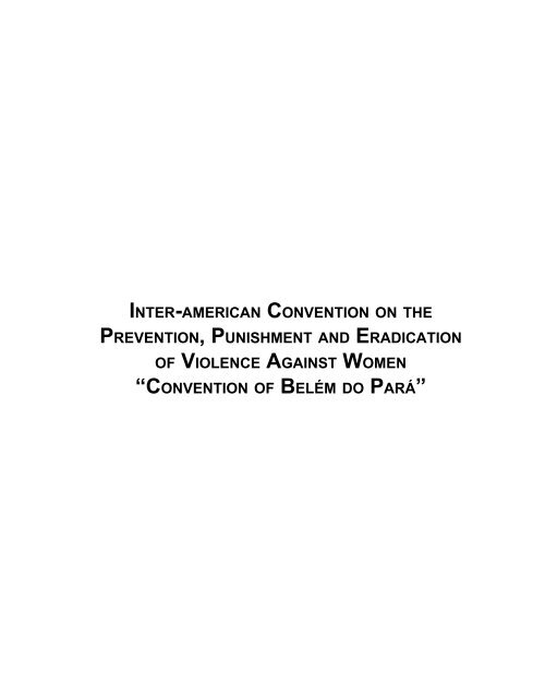 Convención Interamericana para Prevenir, Sancionar y Erradicar la ...