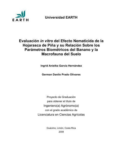 Evaluación in vitro del Efecto Nematicida de la Hojarasca de ... - Earth