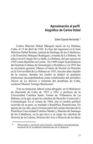 Aproximación al perfil biográfico de Carlos Dobal - Clío - Organo de ...