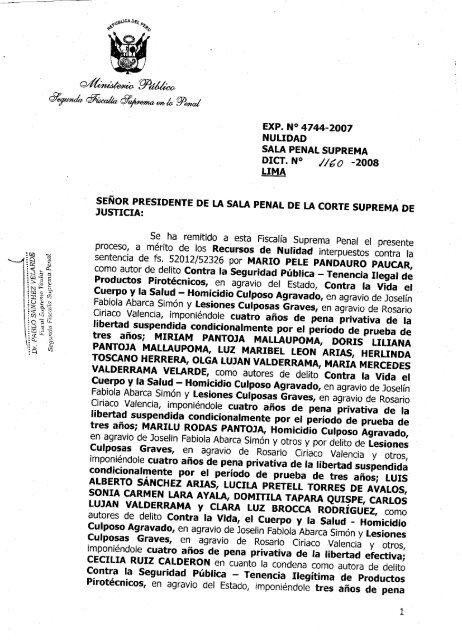 exp. n° 4744-2007 nulidad sala penal suprema - Ministerio Público