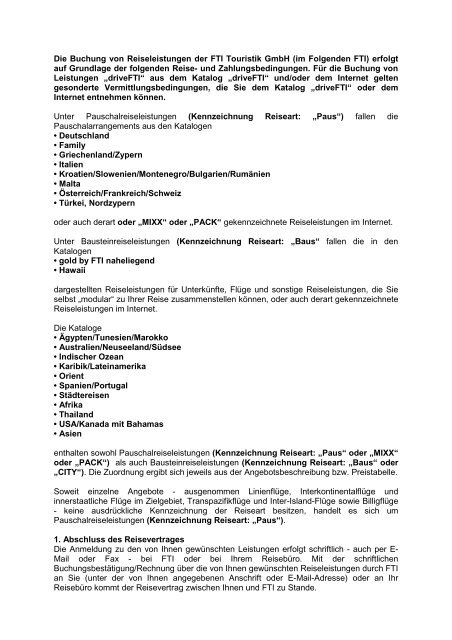 Die Buchung Von Reiseleistungen Der Fti Touristik Gmbh Im
