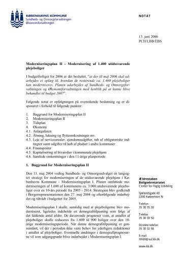 Bilag Notat om Moderniseringsplan II 130606 - Københavns ...