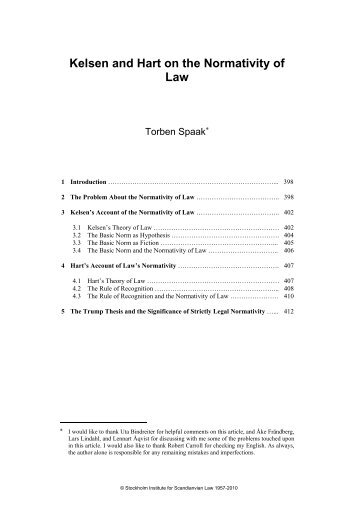Kelsen and Hart on the Normativity of Law - Scandinavian Studies in ...