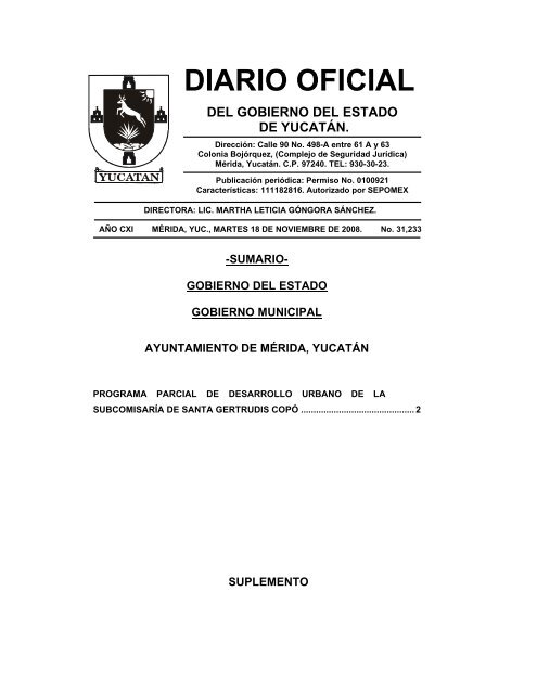 DIARIO OFICIAL - Gobierno del Estado de Yucatán