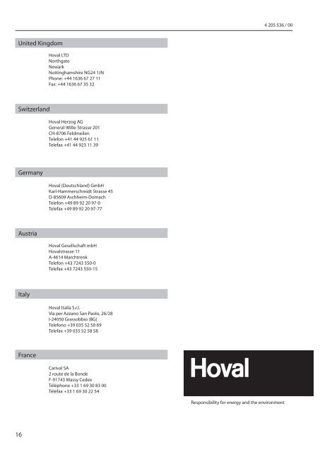 Instrucciones de servicio - Hoval