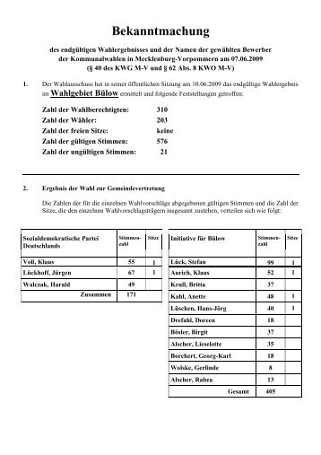 Bekanntmachung - Amt Crivitz