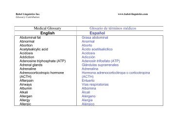 Medical Glossary Glosario de términos médicos ... - Babel Linguistics