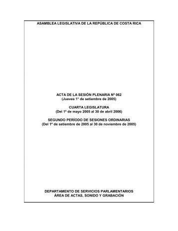 Acta de la - Asamblea Legislativa