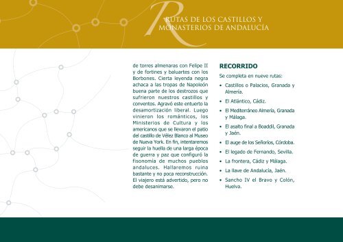 rutas de los castillos y monasterios de andalucía - Turinea