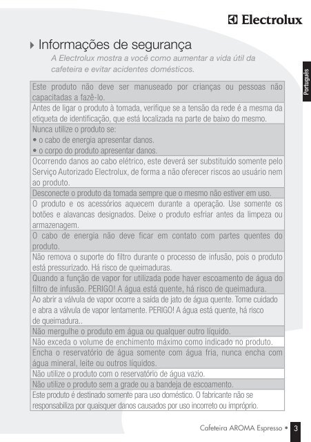 Manual do usuário Manual del usuario - Electrolux