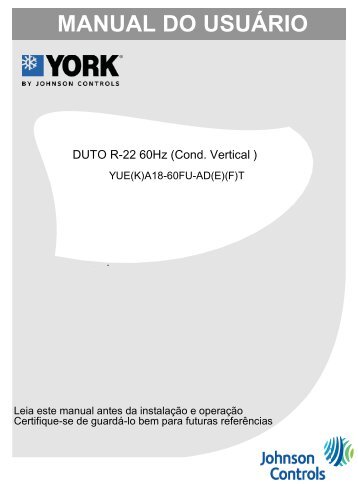 Manual de Usuário- Split York Duto Absolute ... - Johnson Controls