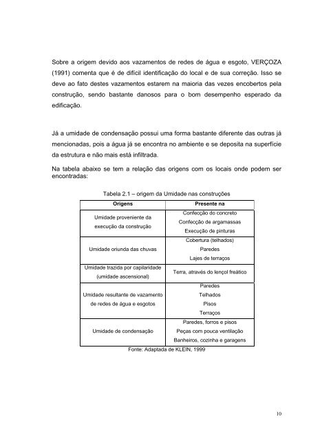 patologias ocasionadas pela umidade nas ... - CECC - UFMG