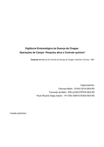 Vigilância Entomológica da Doença de Chagas - Secretaria ...