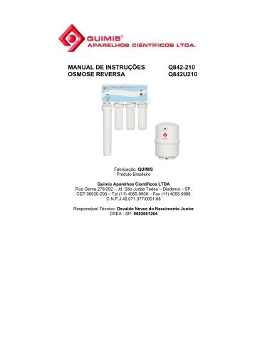 manual de instruções q842-210 osmose reversa ... - IVP Brasil