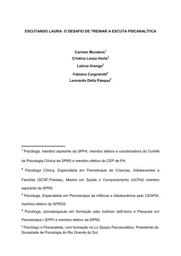 ESCUTANDO LAURA: O DESAFIO DE TREINAR A ESCUTA ...