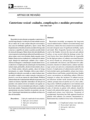 Cateterismo vesical: cuidados, complicações e medidas preventivas