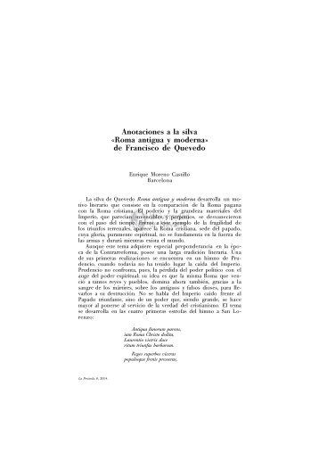 Anotaciones a la silva «Roma antigua y moderna» de Francisco de ...