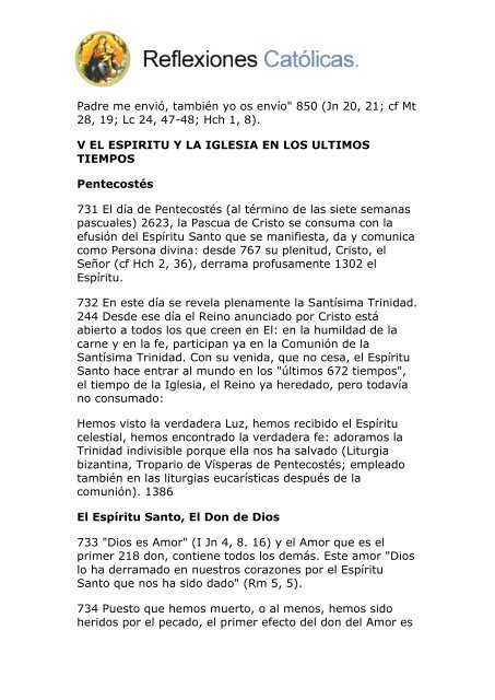 Reflexiones acerca del Espíritu Santo. Primera parte