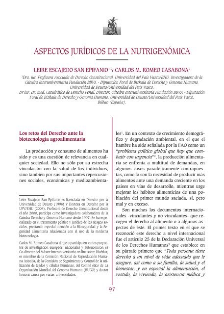 Aspectos jurídicos de la nutrigenómica - Fundación Medicina y ...