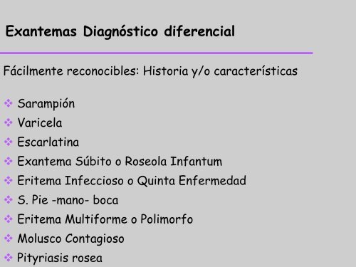 Diagnóstico diferencial de Exantemas - Medicina de Urgencia UC