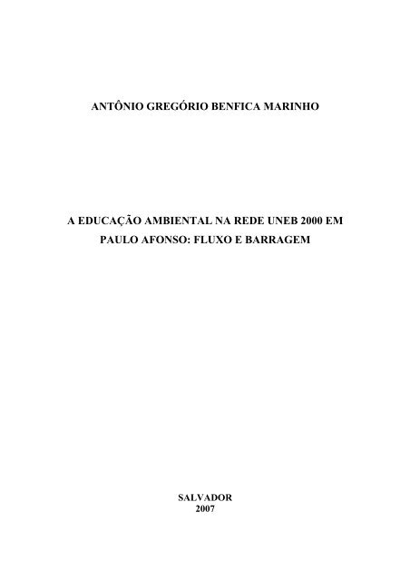 antônio gregório benfica marinho a educação ... - CDI - Uneb