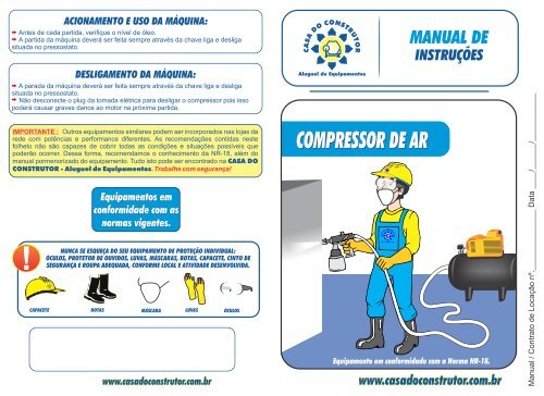 Manual de instruções compressor de ar - Casa do Construtor