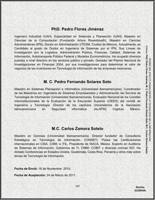 PhD. Pedro Flores Jiménez M.C. Carlos Zamora Sotelo ... - ecorfan