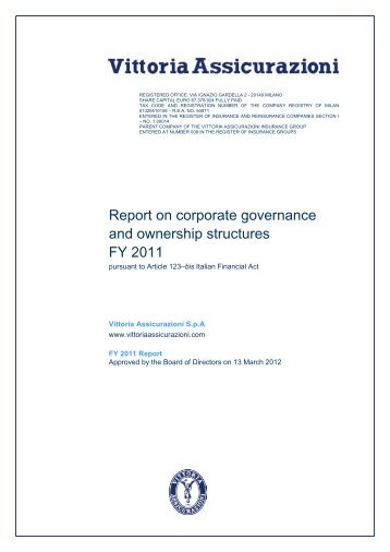 report on corporate governance 2011 - Vittoria Assicurazioni