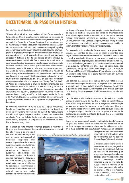 Revista "Paginas Sueltas" - Potosi, mas cerca del cielo